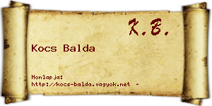 Kocs Balda névjegykártya